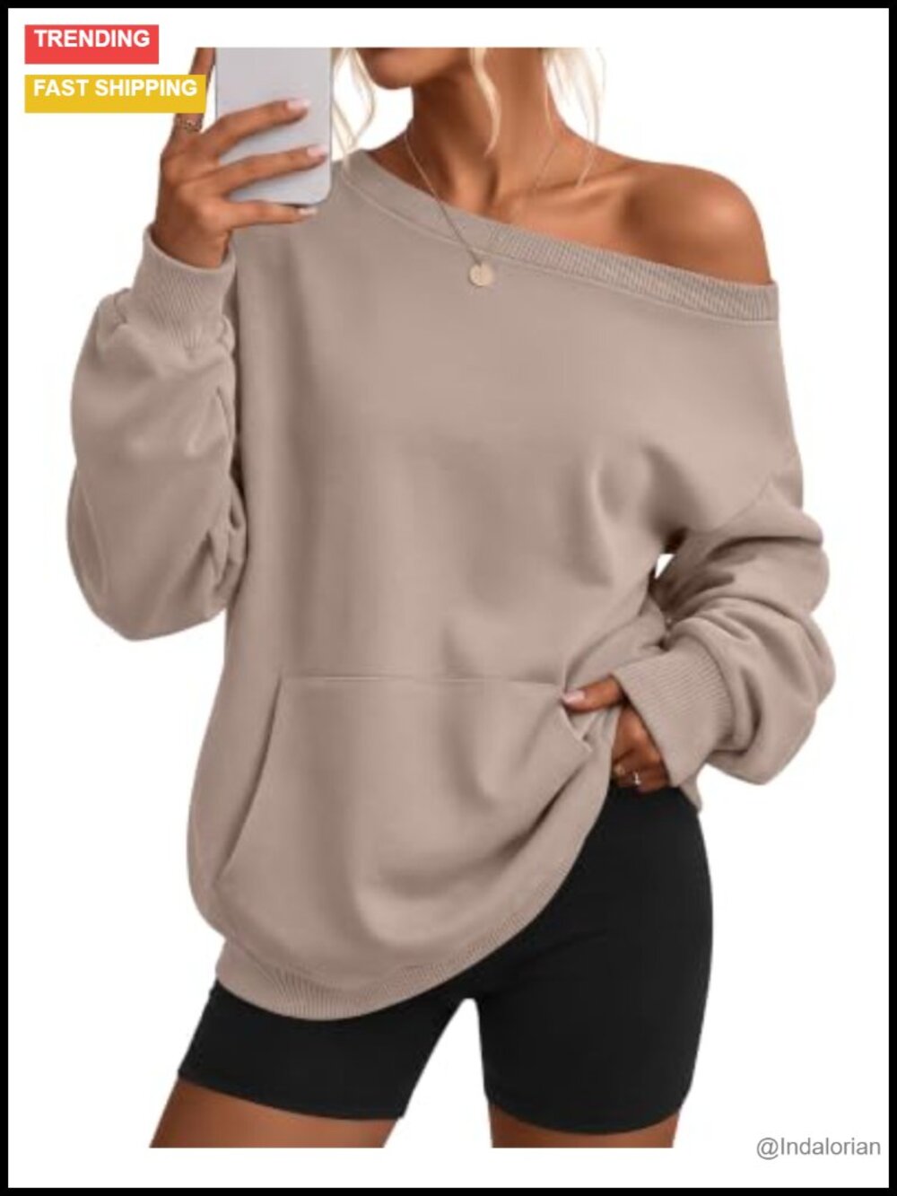 Oversized Off the Shoulder Sweatshirt French Terry Pullover Women